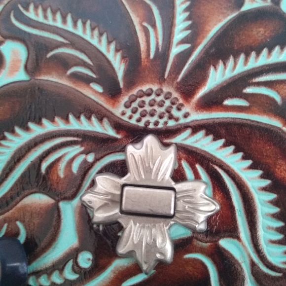 Patricia Nash P815133 Tooled Turquoise Leather Canicella Crossbody Purse… - Picture 4 of 15